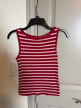 wild fable Red and White Striped Ribbed Tank